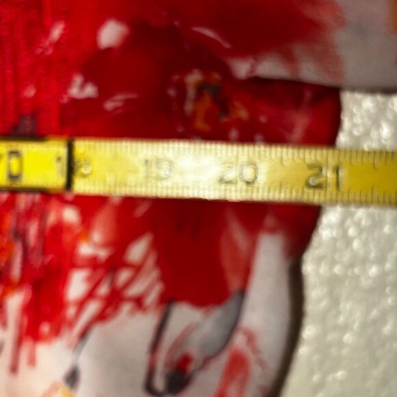 Christina M Floral Button-Up Tunic Embroidered Pin-Tuck 3/4 Sleeves Red & Orange - Picture 11 of 16